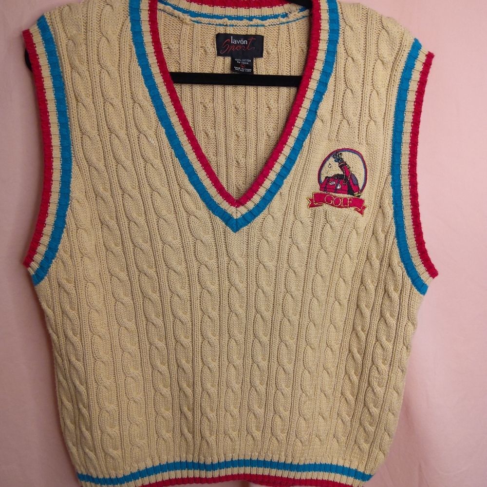 Vintage 80's Golf Vest Cable Knit Men's Large